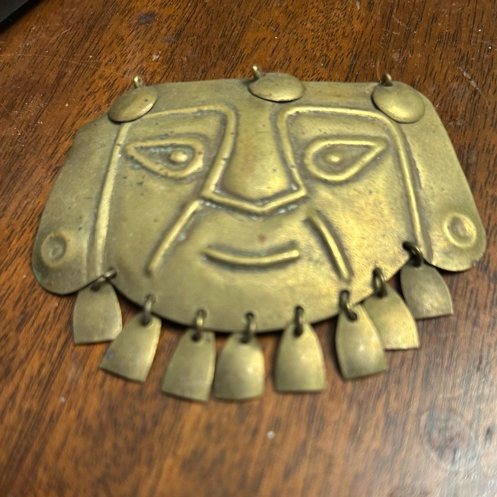 Gold Tribal Face Pendant Tribal Face Pendant